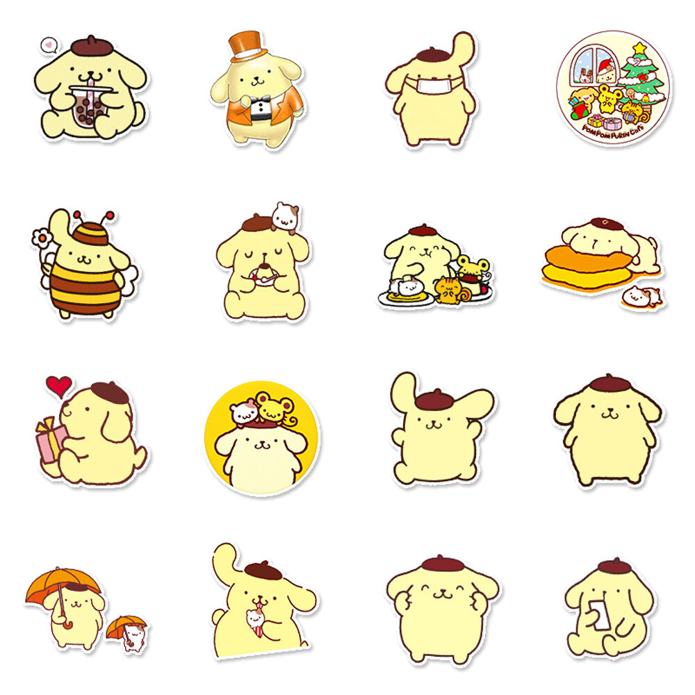 Set 102 Nhãn Dán PomPomPurin Sticker Cute Chống Thấm Nước Trang Trí Mũ Bảo Hiểm, Laptop, Guitar, Sách Sổ