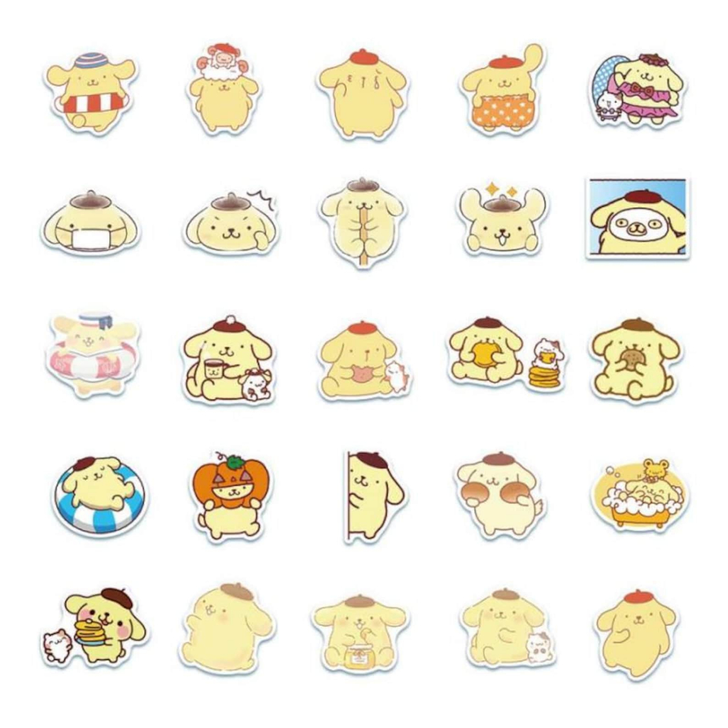 Set 102 Nhãn Dán PomPomPurin Sticker Cute Chống Thấm Nước Trang Trí Mũ Bảo Hiểm, Laptop, Guitar, Sách Sổ