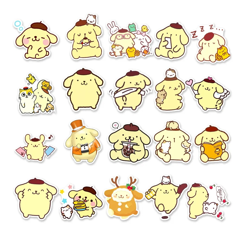 Set 102 Nhãn Dán PomPomPurin Sticker Cute Chống Thấm Nước Trang Trí Mũ Bảo Hiểm, Laptop, Guitar, Sách Sổ
