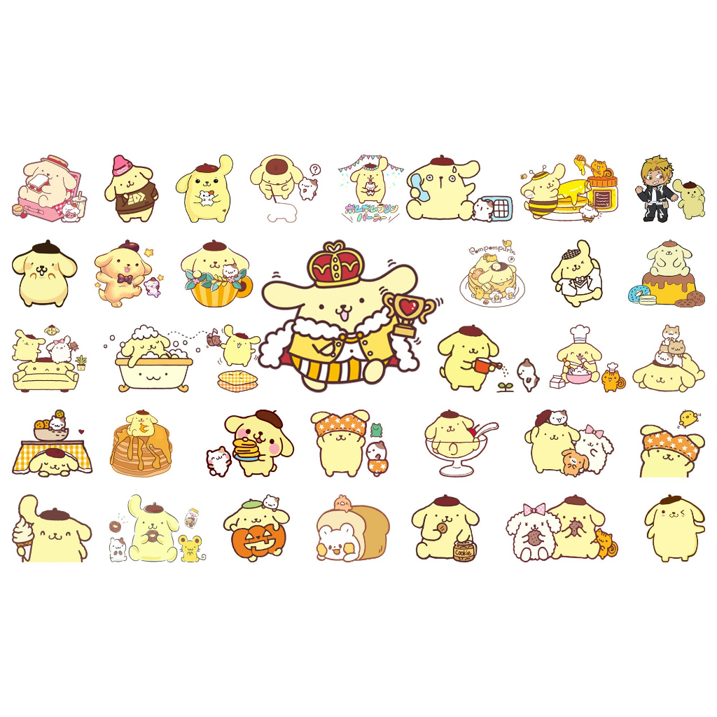 Set 102 Nhãn Dán PomPomPurin Sticker Cute Chống Thấm Nước Trang Trí Mũ Bảo Hiểm, Laptop, Guitar, Sách Sổ