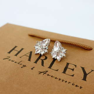 Bông tai, khuyên tai đi tiệc đính đá ✨hình hoa, S925, màu bạc ✨, phong cách sang trọng, thanh lịch 💗Harley Jewelry💗