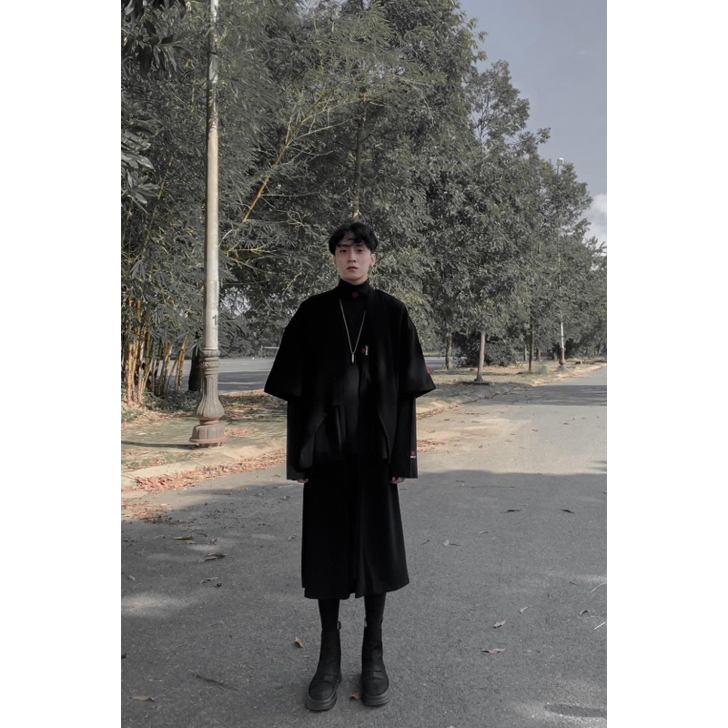 Áo khoác kimono Zune.zx dáng rộng đen phong cách Nhật Bản, Yukata dark of the moon