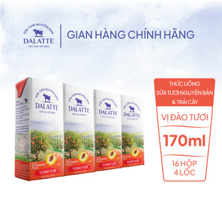 Combo 4 lốc - dalatte 170ml thức uống sữa tươi nguyên bản & trái cây - vị đào tươi