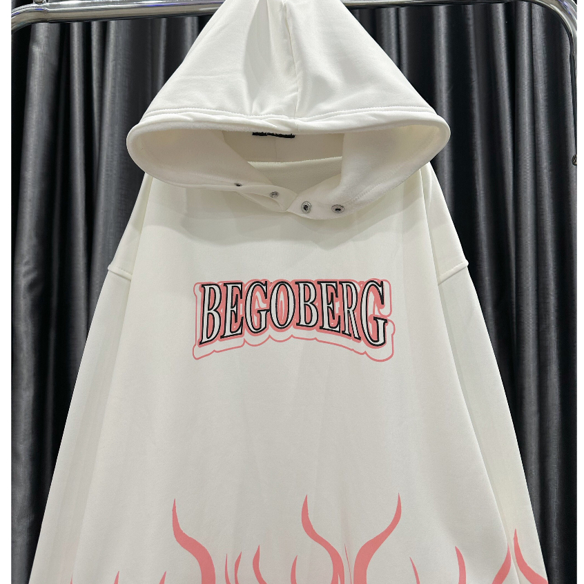 Áo hoodies unisex Begoberg form rộng in họa tiết lửa chất liệu nỉ chần bông ấm áp M15 | BigBuy360 - bigbuy360.vn