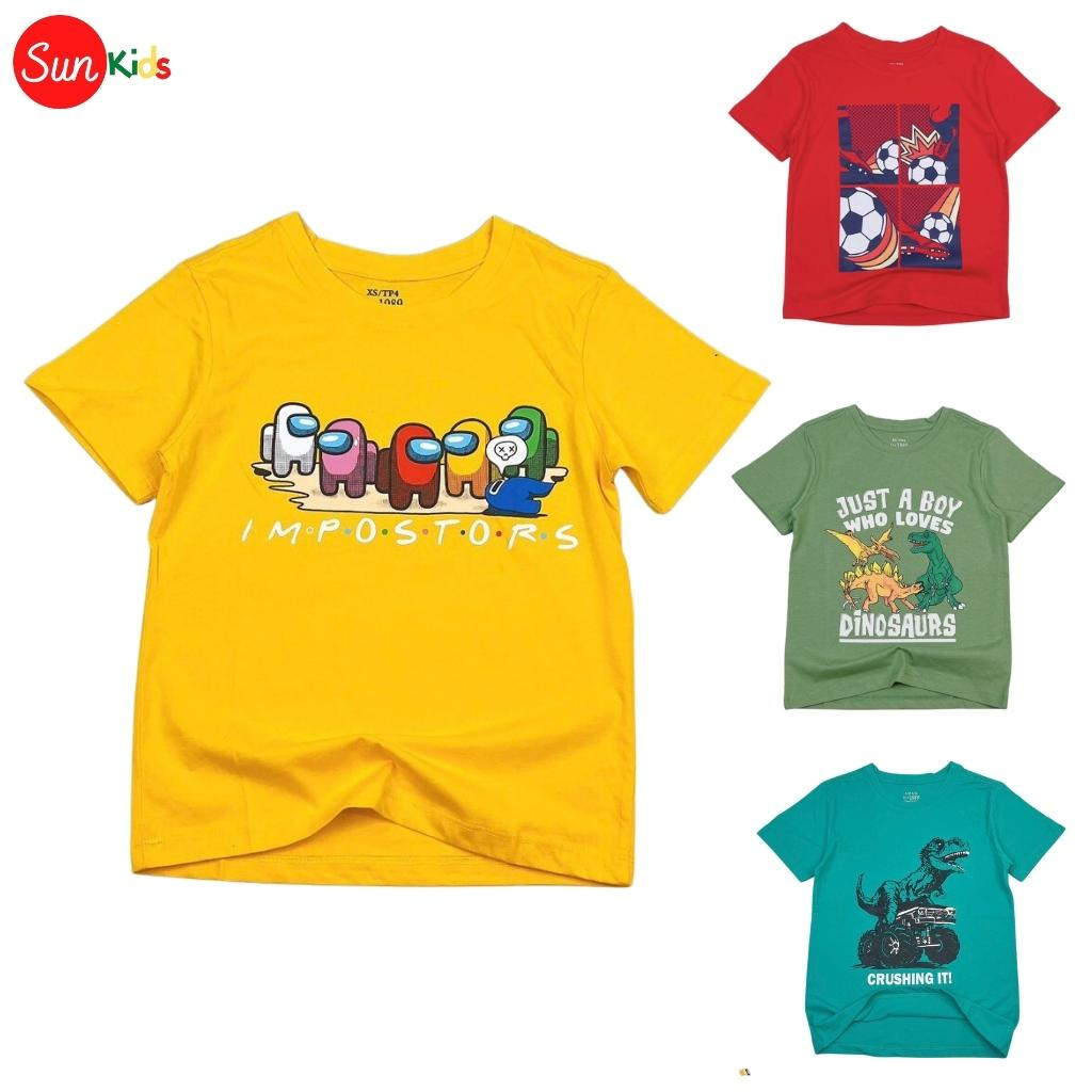 Áo thun bé trai, size 4-14 tuổi, áo phông cho bé trai chất cotton nhiều màu - SUNKIDS