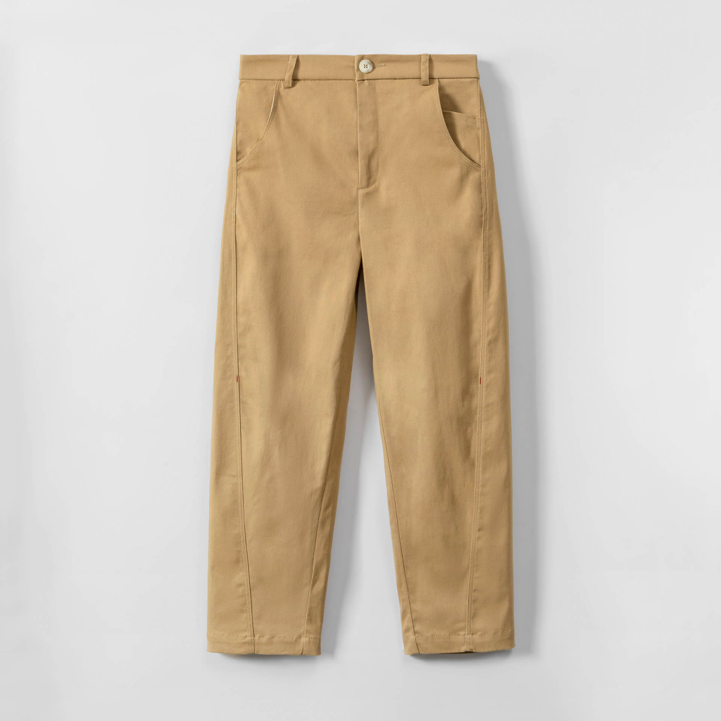 TimTay Quần Dài Nam Dáng Bí Lưng Thun Khaki 100% Cotton
