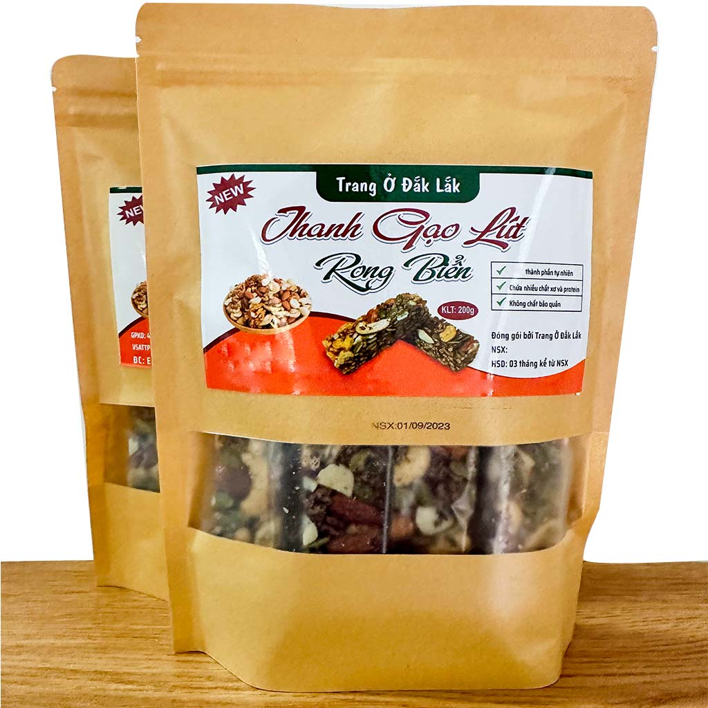 Thanh gạo lứt rong biển mix hạt 2 gói 400g Trang Ở Đăk Lăk