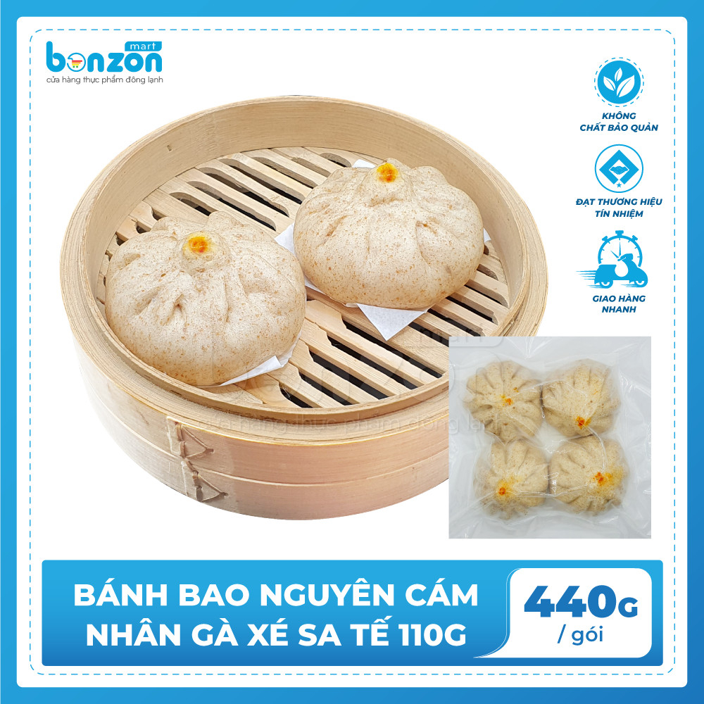 Bonzon - Bánh Bao Nguyên Cám Nhân Gà Xé Sa Tế 110 g