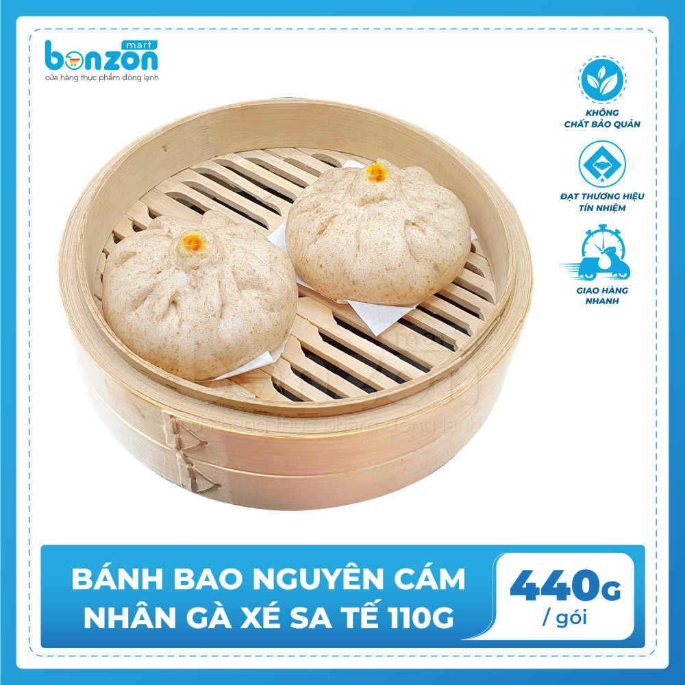 Bonzon - Bánh Bao Nguyên Cám Nhân Gà Xé Sa Tế 110 g