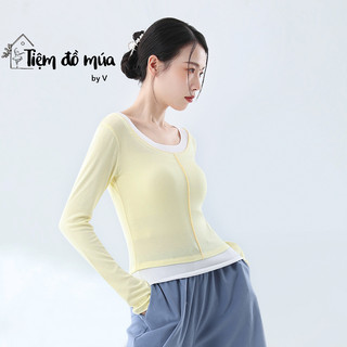 Áo thun phối 2 màu tay dài xỏ ngón