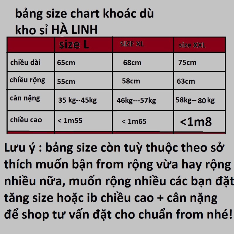 Khoác dù 2 lớp unisex có đủ size cho nam và nữ