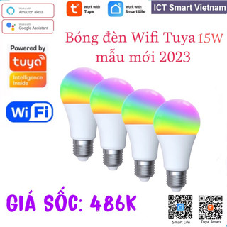 Bóng đèn thông minh Wifi Tuya 15W,12W,10W,9W điều khiển qua điện thoại, Google Home&  Alexa