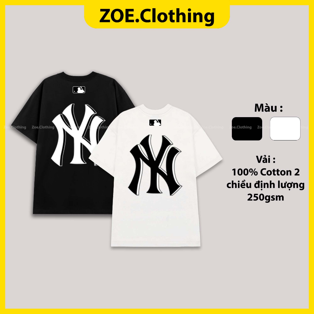 Áo thun MLB NY cổ tròn, áo phông tay lỡ nam nữ unisex, ZOEclothing