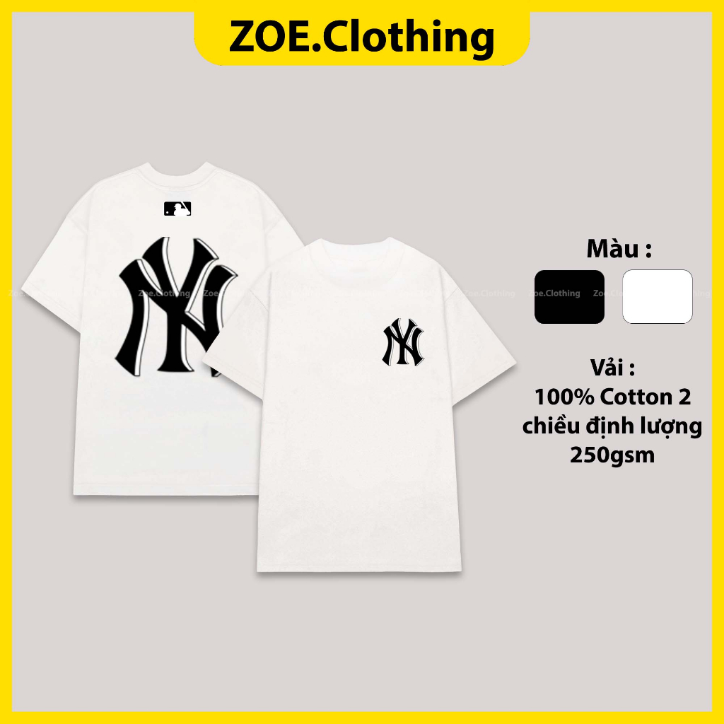Áo thun MLB NY cổ tròn, áo phông tay lỡ nam nữ unisex, ZOEclothing