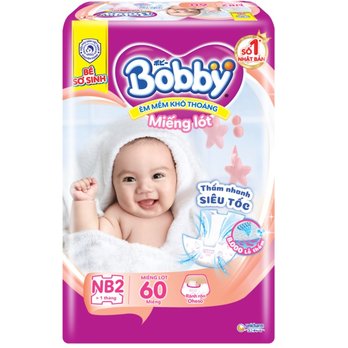 Miếng lót cho bé sơ sinh Bobby Newborn 2-60 miếng