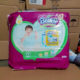 Tặng khăn ướt Tã/bỉm Quần Bobby Size XXXL22 - 22 miếng (18kg)