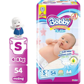 Tã dán sơ sinh Bobby S54 mới- Lõi nén cotton-soft 3mm