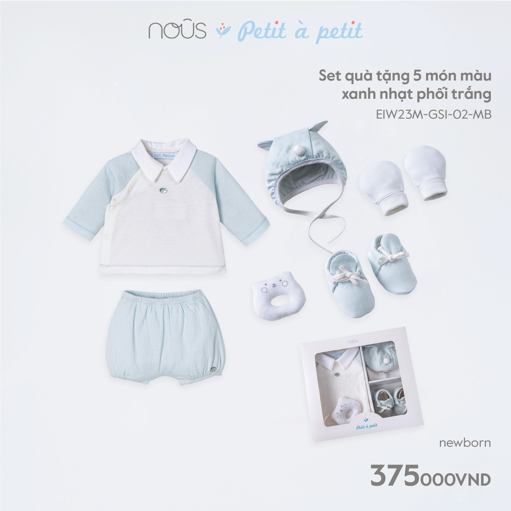 NOUS - Set quà tặng 5 món màu xanh nhạt phối trắng - Nu Petit - NB - SS23.9