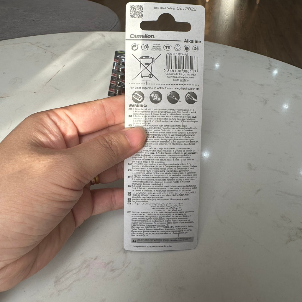 Vỉ 10 Viên Pin AG5 / LR48 / LR754 / 393 1,5V Camelion dùng cho máy trợ thính thước kẹp điện tử máy tính Casio...