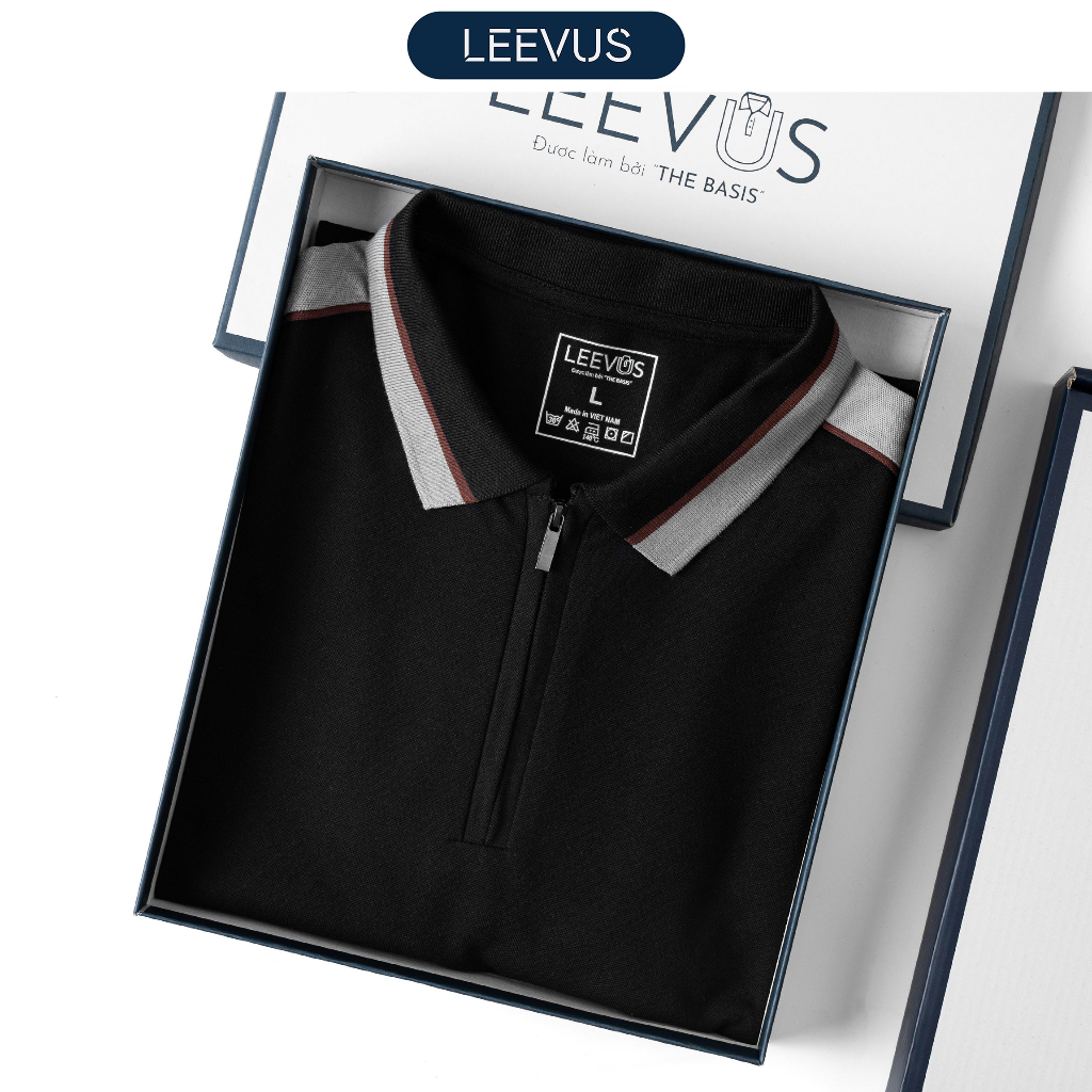 Áo Polo nam HUNKK LEEVUS cổ khóa zip, vải CVC cá sấu, form regular APL296