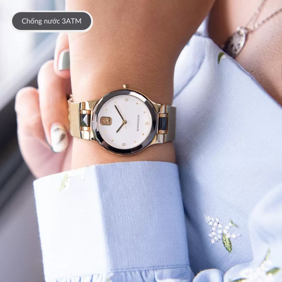 Đồng hồ nam Romanson NM0502SMKWH mặt kính Mineral, chống nước 3 ATM, dây thép đeo tay cao cấp chính hãng