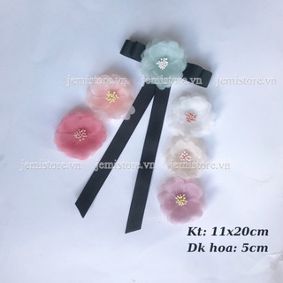 Nơ cài áo váy nữ, Tag cài áo sơ mi hoa voan nhiều màu