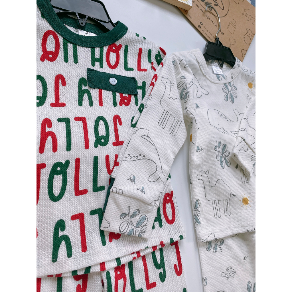 Set 3 bộ dài tay thu đông cho bé trai siêu xinh vải xuất dư 100% cotton 8-22kg