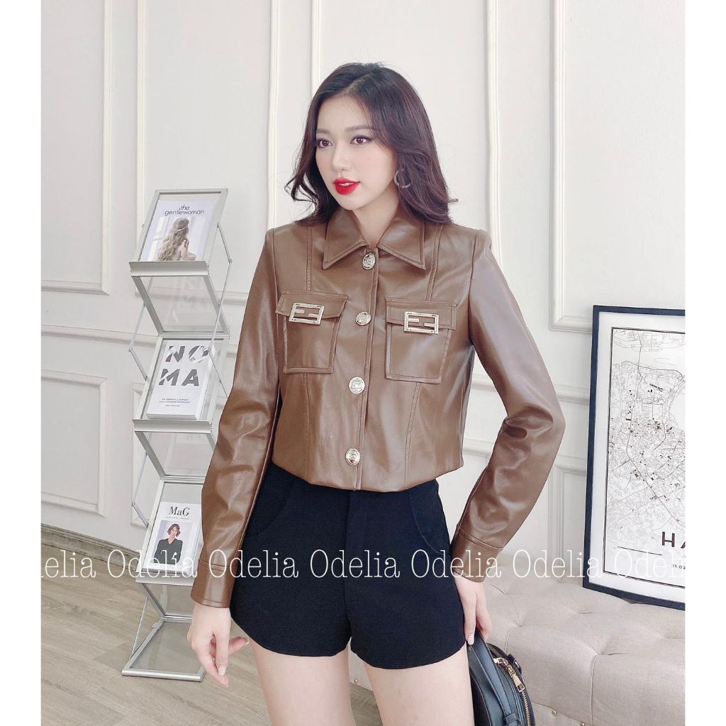 Áo khoác da Odelia cao cấp bên trong có lót lụa - A7124