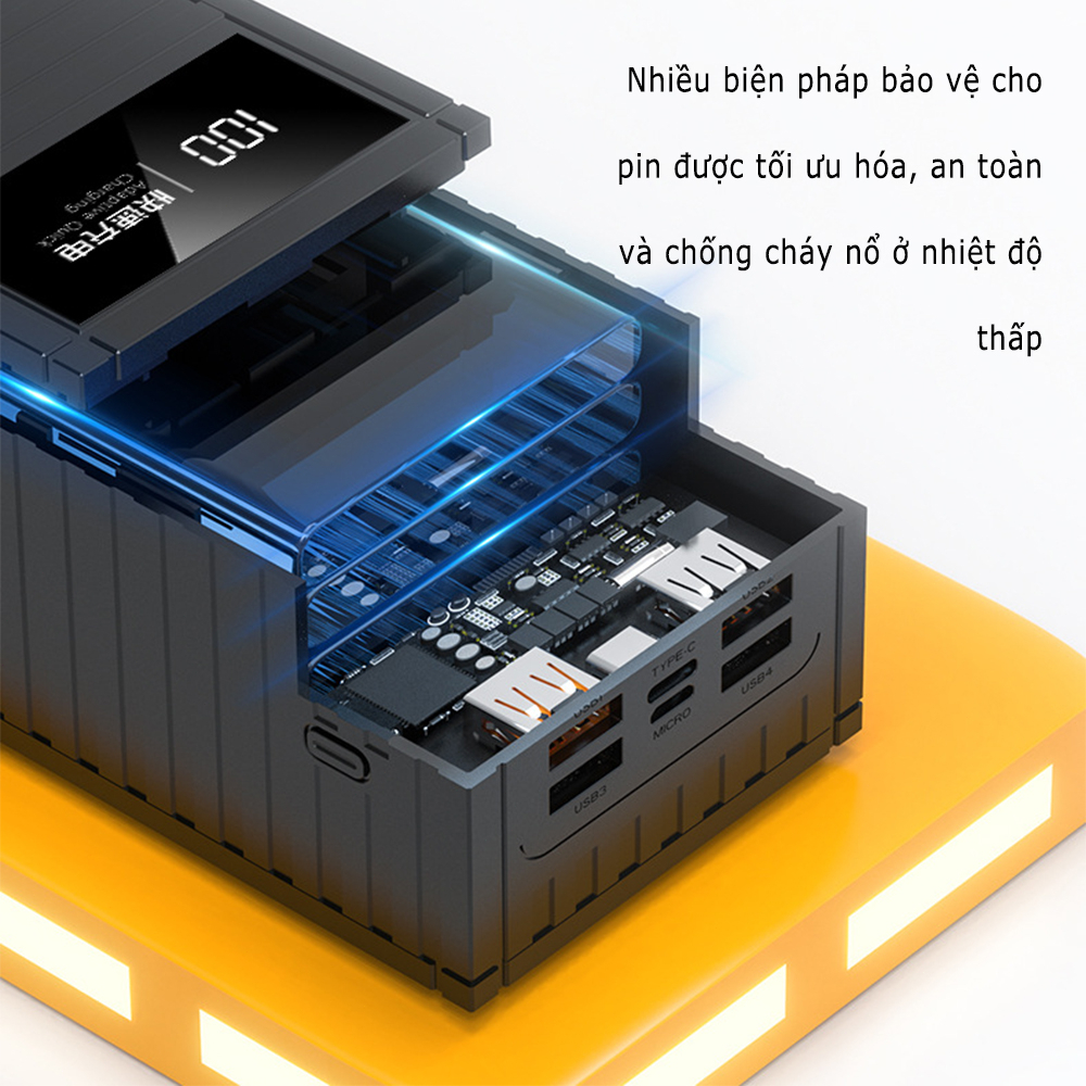Sạc dự phòng 50000MAH,2 cổng sạc đầu vào, 4 cổng USB sạc, hiển thị dung lượng kỹ thuật số，40000mah,30000mah,20000mah