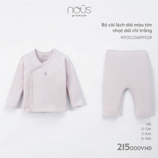 Nous - bộ cài lệch dài màu tím nhạt dải chỉ trắng - nu pre - nb 0m 3m 6m - ss23.9 - zn184a