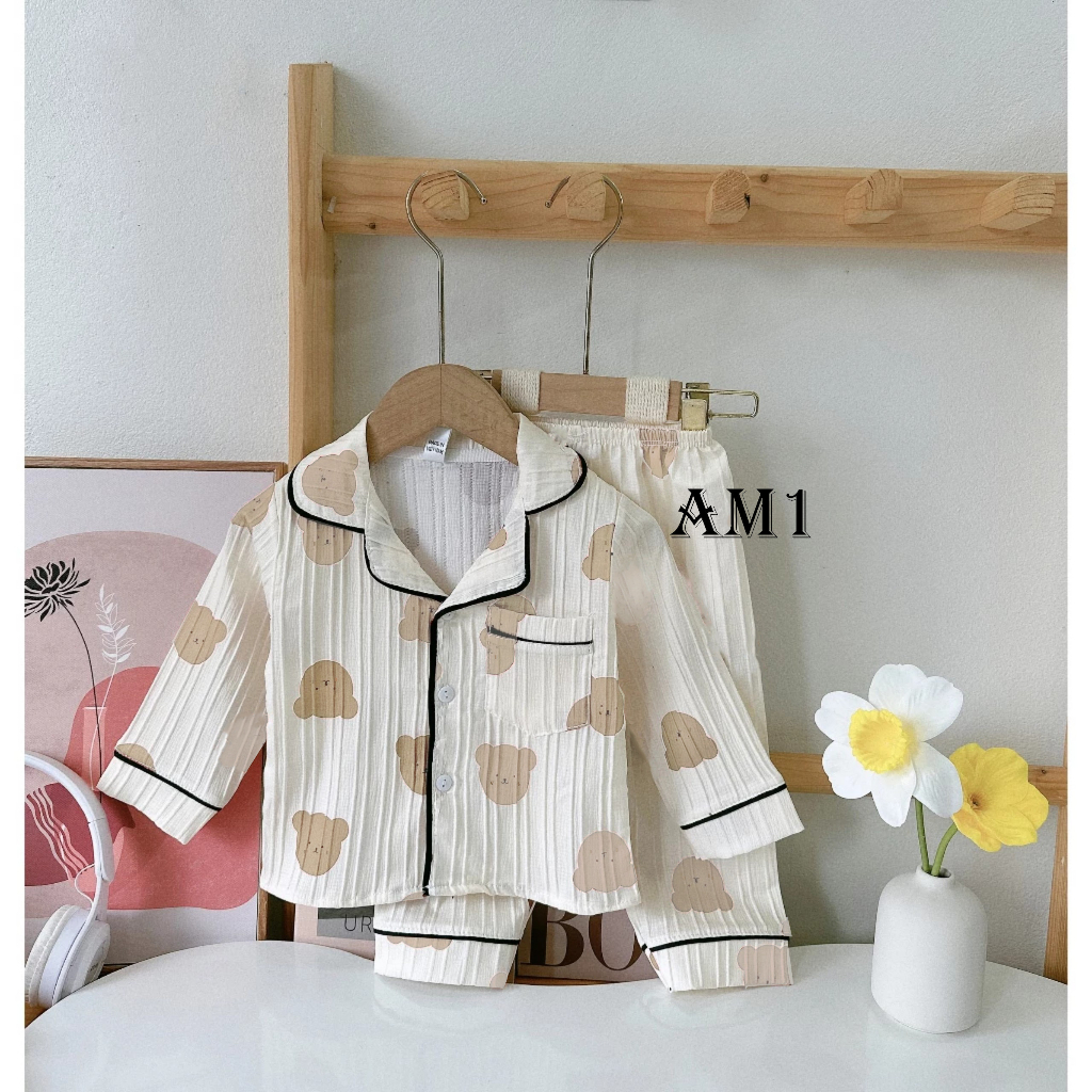 Đồ bộ bé trai và đồ bộ bé gái quần áo dài tay pijama QATE801 TB70 TB374