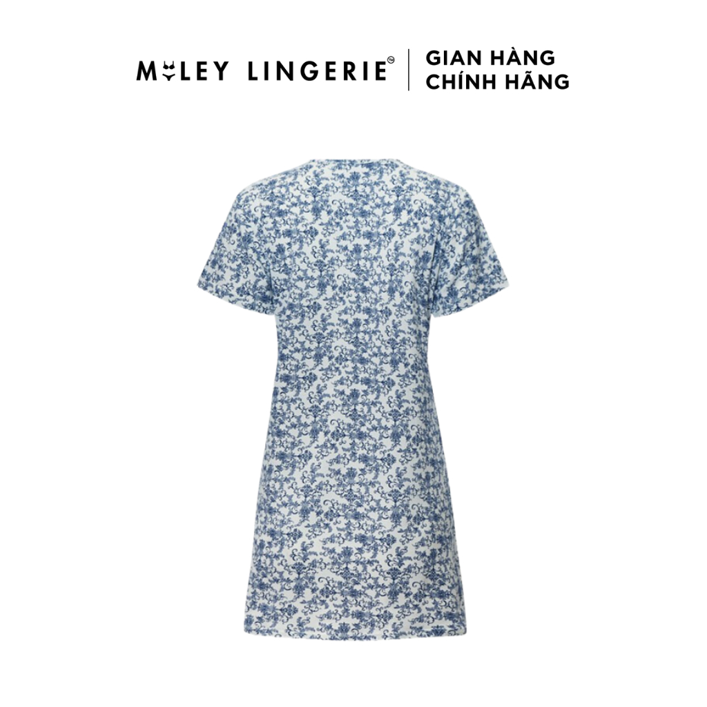 Đầm Ngủ Nữ Ngắn Có Tay Hoa Văn Nature Wind Miley Lingerie_DCP0601