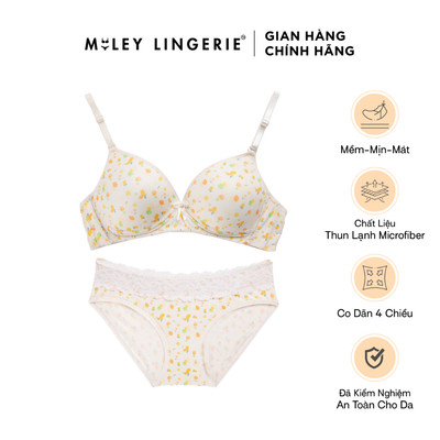 Bộ Đồ Lót Nữ Không Gọng Miley Lingerie Thun Lanh Hoa Văn Active BRM03015- FMP0374