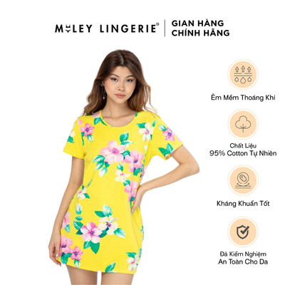 Đầm Ngủ Nữ Ngắn Có Tay Hoa Văn Nature Wind Miley Lingerie_DCP0301