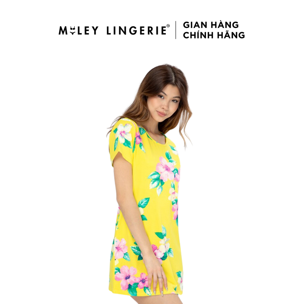 Đầm Ngủ Nữ Ngắn Có Tay Hoa Văn Nature Wind Miley Lingerie_DCP0301