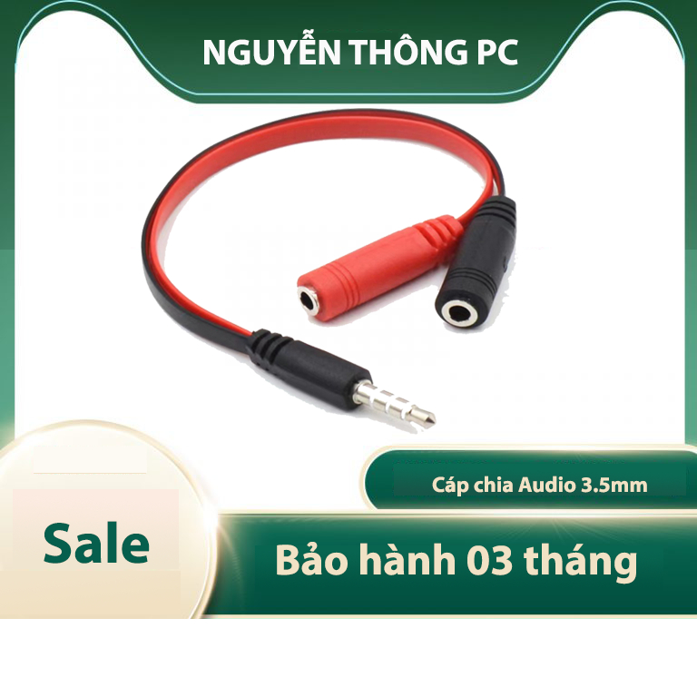 Cáp audio từ 1 cổng 3.5 ra 2 cổng 3.5 10789 (1 cổng âm thanh + 1 cổng mic )