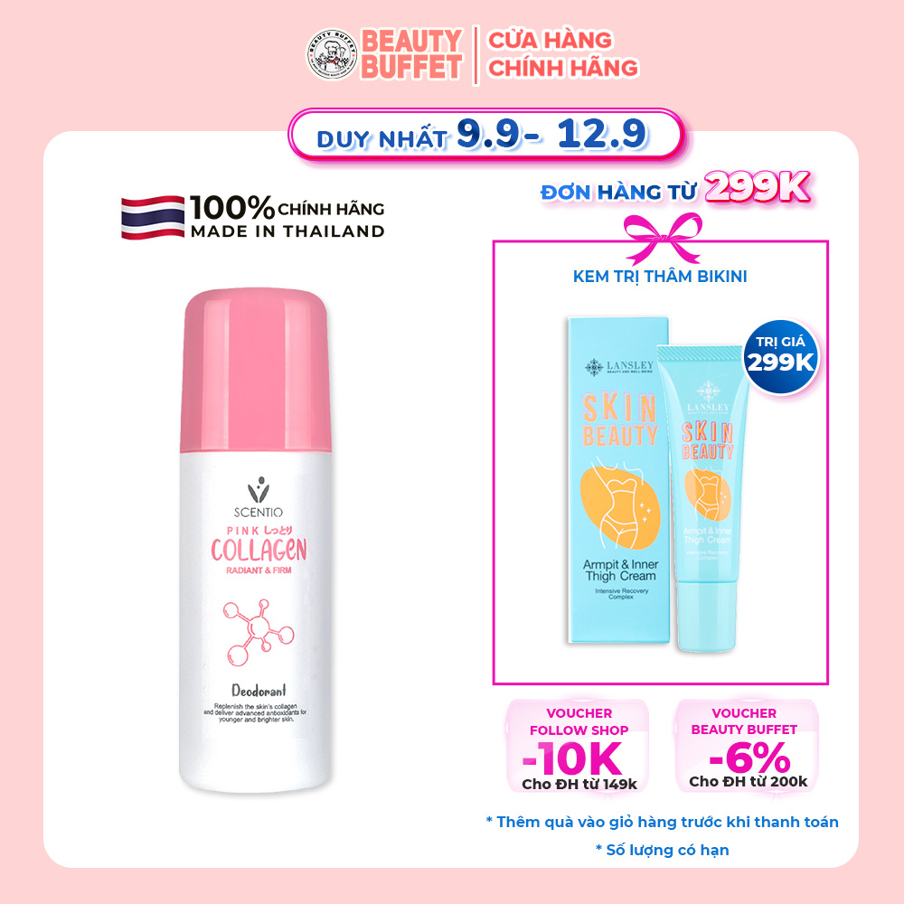 Lăn khử mùi và khô thoáng vùng da dưới cánh tay Scentio Pink Collagen 50ml