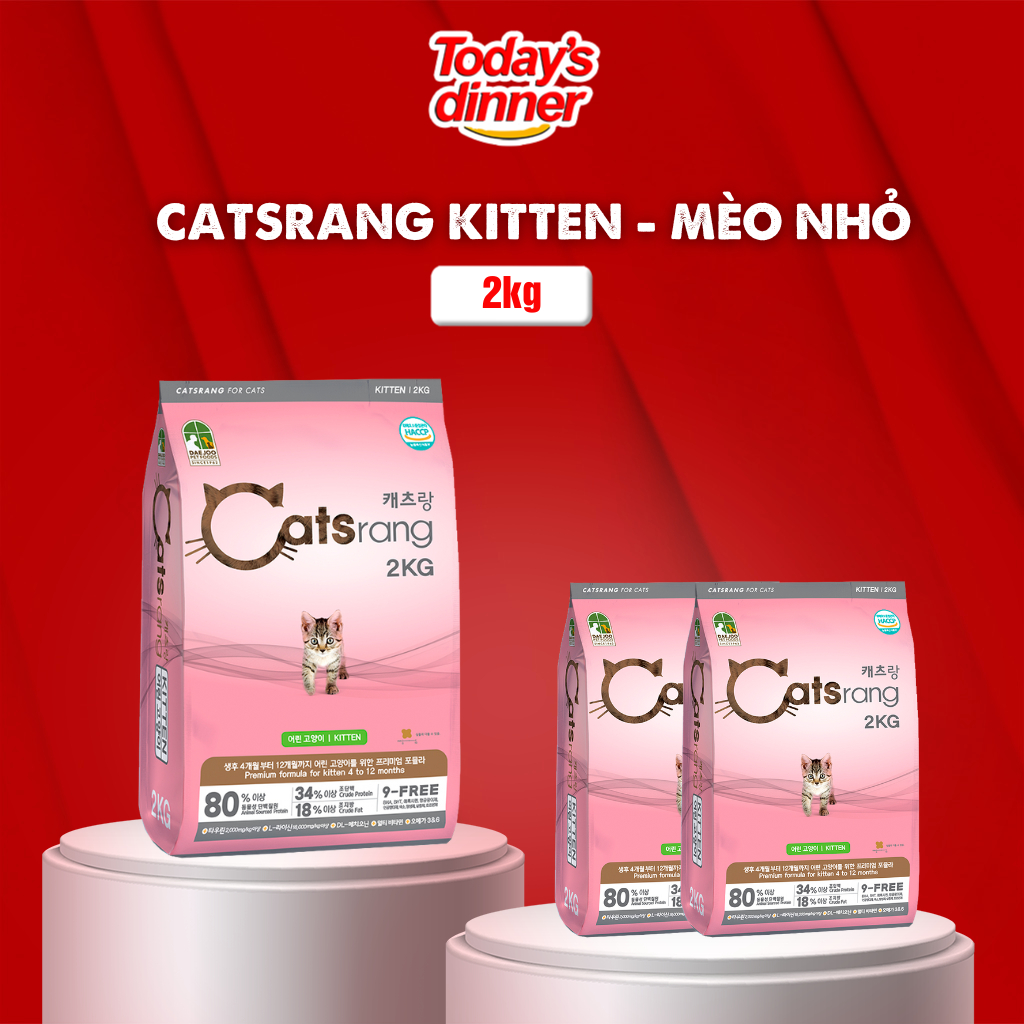 Thức ăn cho mèo CATSRANG KITTEN dành cho mèo nhỏ 2kg, hạt khô nhập khẩu Hàn Quốc