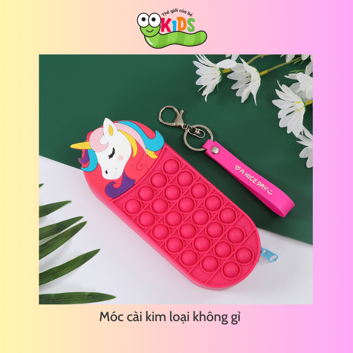 Hộp bút POP IT, ví đựng bút SILICON tặng kèm móc khóa nhiều mẫu, cho bé bóp bong bóng xả stress - HỘP BÚT POP IT