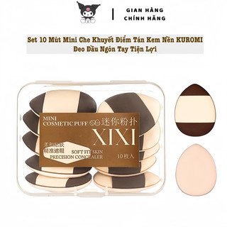  Set 10 Mút Mini Che Khuyết Điểm Tán Kem Nền KUROMI Đeo Đầu Ngón Tay Tiện Lợi