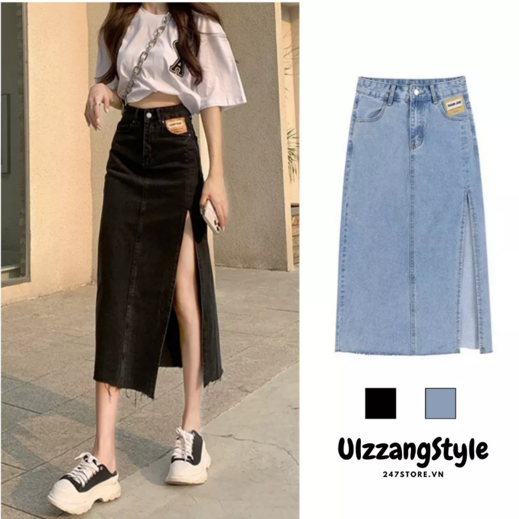 Chân Váy Bò Xẻ Mác Túi CvJeanXe/P0AK2