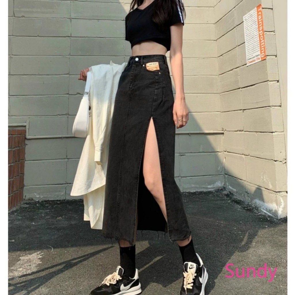 Chân Váy Bò Xẻ Mác Túi CvJeanXe/P0AK2