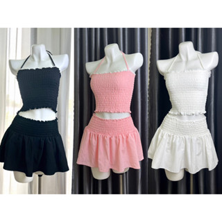 Set áo tube và váy xoè thun nhún NECCI.SAIGON