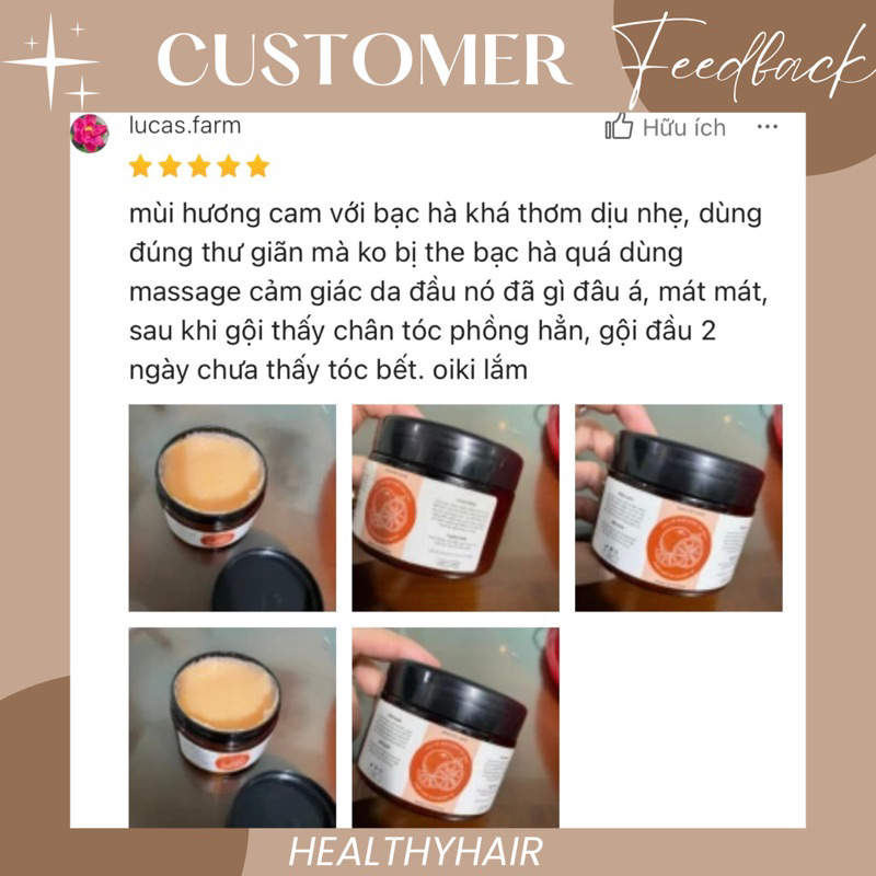 Tẩy tế bào chết da đầu Cam bạc hà - Healthy Hair giúp kiềm dầu, giảm gàu và làm phồng chân tóc
