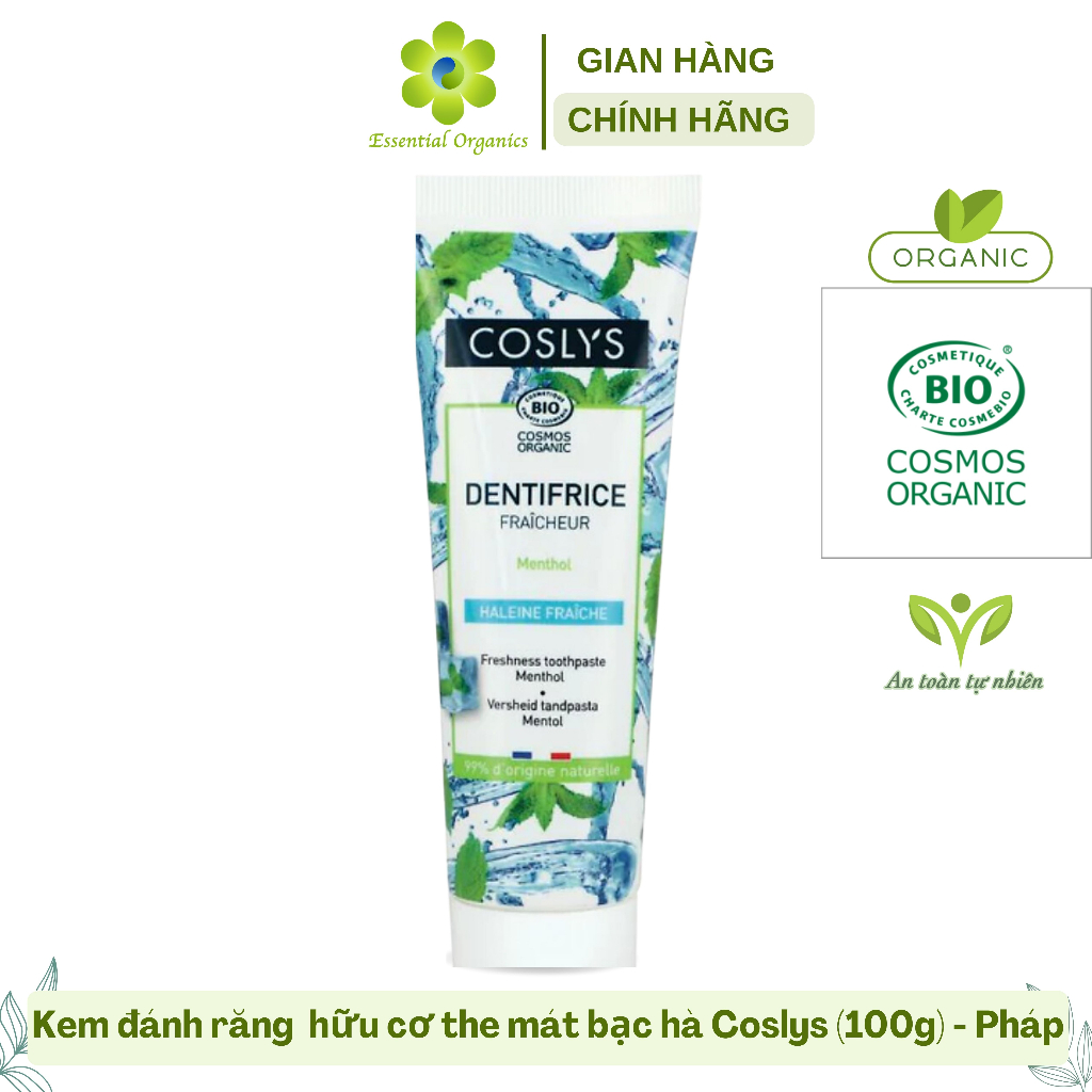 Kem đánh răng hữu cơ organic toothpaste Coslys 100g - Pháp