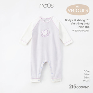 NOUS - Bodysuit không tất tím trắng thêu hình chó - Nu Velours - 0M 3M 6M 9M - SS23.9