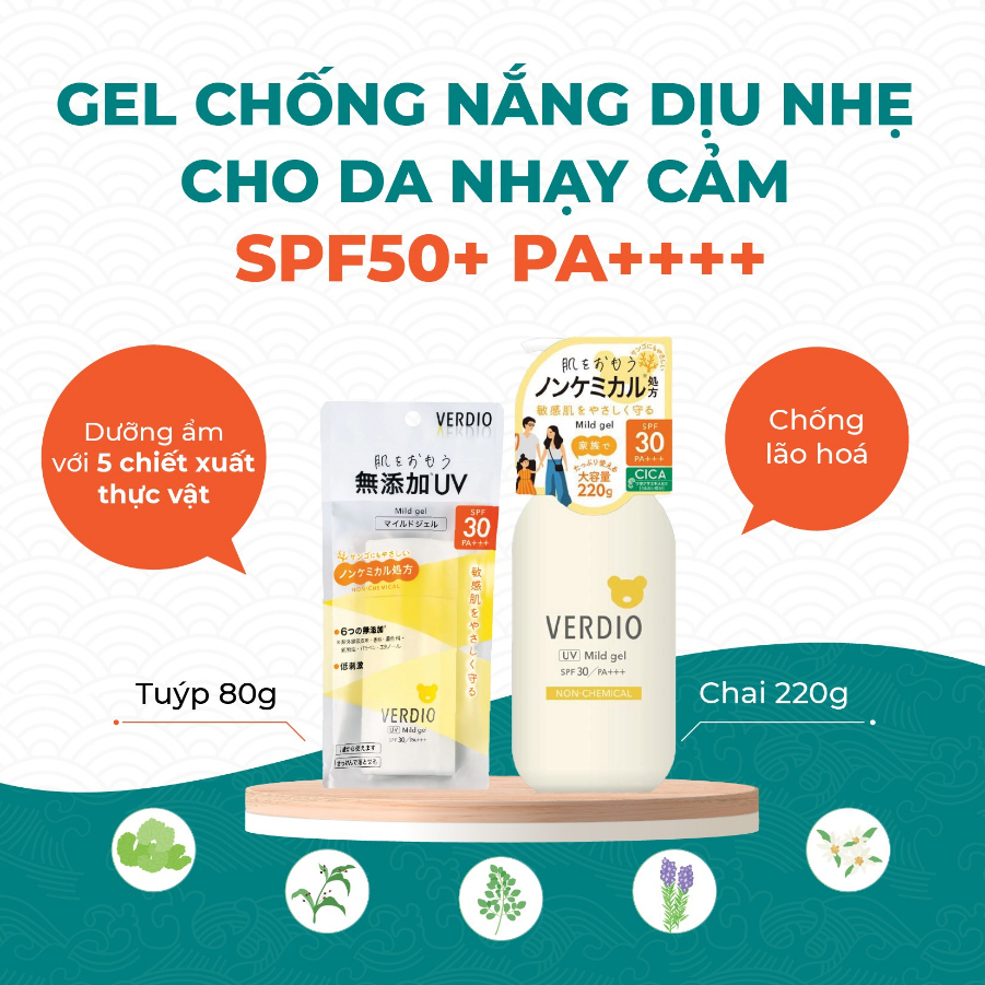 Tinh Chất Chống Nắng Nâng Tone Sáng Hồng Dành Cho Da Nhạy Cảm Và Trẻ Em Omi Verdio Nhật Bản SPF50+ PA++++