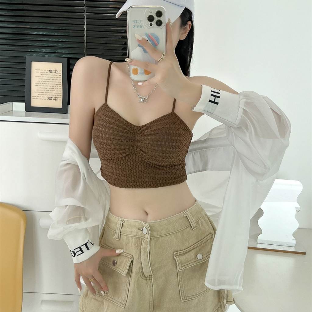 Áo bra ren 2 dây có mút ngực dáng croptop cho nữ YUKI STORE 9064