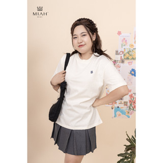 Áo phông bigsize nữ màu kem basic MIAH Bigsize chất liệu thun cotton trẻ trung năng động cá tính che khuyết điểm tốt
