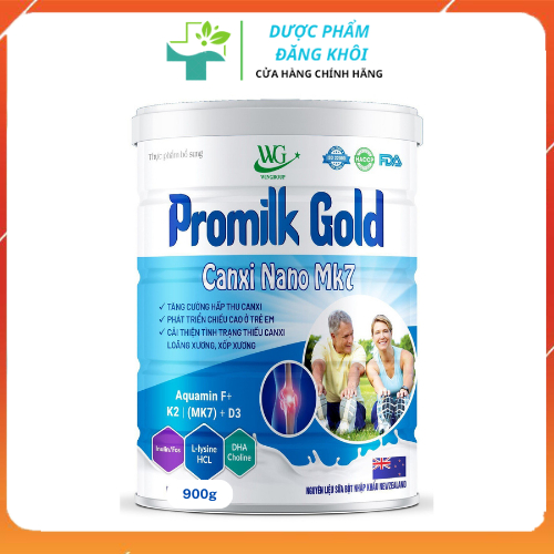 Sữa Bột Promilk Gold Canxi Nano Mk7 Tăng Cường Hấp Thụ Canxi Phát Triển Chiều Cao Cải Thiện Loãng Xương Xốp Xương 900g